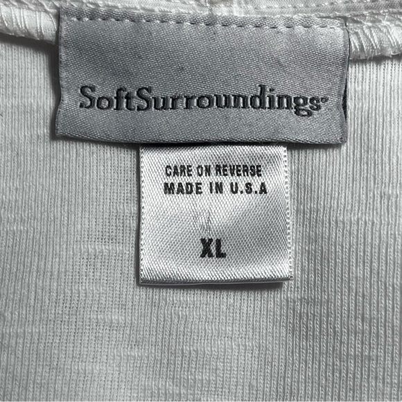 Soft Surroundings | White Short Sleeve Ruffle Open Front Cardigan, XL - Picture 6 of 8